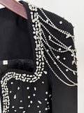 Sparkling Luxury Diamond Tassels Beads Long Sleeved Slim Maxi Dress Women'S Elegant Celebrity Evening Party Wedding Gowns