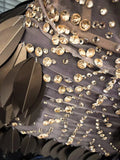 Women Sexy Strapless Sparkly Rhinestone Sequins Mesh See Through Mini Dress Eveing Party Birthday Nightclub Singer Stage Costume