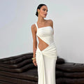 Solid Spliced Lace Up Slimming Dresses for Women Strapless Sleeveless High Waist Temperament Dress Female