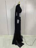 Luxury Elegant Birthday Party Prom Sparkly Diamonds Long Sleeves Mesh See-Through Maxi Abaya Women Evening Wedding Guest Gowns