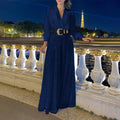 Splice Sequins Maxi Dresses For Women Fashion Folds Loose V Neck Elegant Dress Femme Party Evening Dresses Luxury