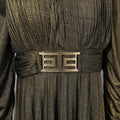 Solid Spliced Belt Slim Pleated Dresses For Women Turtleneck Long Sleeve High Waist Temperament Long Dress Female Clothes