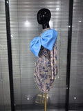 Women Long Sleeve Sexy Mesh Sparkly Crystal Big Bow Bodycon Mini Dress Elegant Evening Party Celebrate Fashion Cocktail Outfit