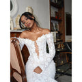 Customized Off the Shoulder Floor-Length Prom Dress Lace Embroidery vestidos de noche 3D Flower Beading Evening Dresses
