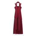 Elegant Women's Strapless Ribbon Long Dress Mesh Maxi Dresses Summer Evening Party Wedding Guest White Yellow Burgundy Brown New