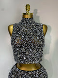Sparkling Rhinestone Sexy See Through Blackless Top Skirt Two Pieces Set Woman Luxury Birthday Evening Party Gowns