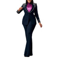 Fashion Pearl Splicing Women's Set Long Sleeve Blazer and Wide Leg Pants Suit 2024 Winter OL Fall Two 2 Piece Set Outfit