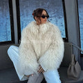 Iconic Blogger Fashion Faux Mongolia Sheep Fur Coat Women 2026 Winter Fluffy Warm Fur Jacket Chic Street Girl Outerwear