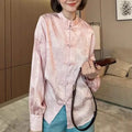 Early Spring New Chinese Style Pan Buckle Embroidery Jacquard long-sleeved Shirt women's Loose Temperament Tangsuits Top