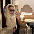 Iconic Chic Gray Gradient Fox Fur Snuggle Shawl Scarf Women Winter 2026 Fluffy Fox Fur Collar Scarves Girls Neck Warmer