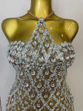 Sparkly Sequin Diamond MeshTransparent Top Dress Two Piece Set Women 2025 Sexy Evening Party Celebrate Birthday Photo Shoot Wear