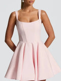 Sexy Hotsweet Mini Dress for Women Square Collar Sleeveless Slimming High Waist Spliced Bowknot Dresses Female New