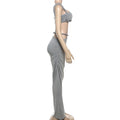 Bandage Ruched 2 Piece Set Women Square Collar Bra+Skinny Long Skirts 2025 Summer Vacation Beach Party Trend Suits