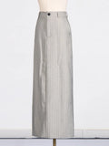 Temperament Two Piece Sets For Women Notched Collar Long Sleeve Spliced Button Blazer Straight Skirts Female New