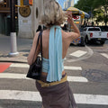 Halter Neck Backless Sexy Vest Women's Summer Slim Strappy Fashion Elasticity V-Neck Vest Solid Vacation Party Female Top