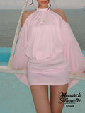 Chic Backless Batwing Sleeves Short Dress Women Sexy Solid Off Shoulder Hip Hugging Mini Dresses 2026 Spring Lady Vestidos New