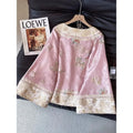 Olive Girl Pink Embroidered Jacquard Set for Ren Faire 2026 Garden Wedding Fairycore Photoshoot Everyday Wear Jacquard S-XXL XS-3XL Plus Size Hand Embroidered Romantic Garden Party Editorial Not Costume Chinese Heritage Fashion Women
