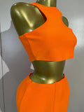 Elegant Celebrity Evening Club Party Prom Luxury Birthday Dress Women Sexy Top Short Tassel Skirt Orange Bandage Two Pices Set