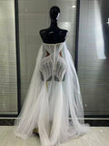 Luxury White Pearl Long Dress Wedding Birthday Drag Queen Photoshoot Dress Women Backless Mesh Sexy Dress Singer Stage Wear