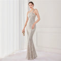High Quality Women Design Maxi Dress Sexy One Shoulder Sequin Evening Dress Party Night Elegant Long Prom Dress Vestidos