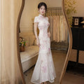 Olive Girl Pink Embroidered Qipao for Garden Wedding 2026 Fairycore Photoshoot Everyday Wear S-XXL XS-3XL Plus Size Embroidered Romantic Garden Party Editorial Not Costume Qipao Cheongsam Chinese Dress Chinese Heritage Fashion Women