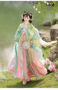 Olivegirl Embroidered Lotus Hanfu Dress Cute Tang Style Cross Dyed Elegant Lady Vintage Stage Costume Dance Hanfu Sets Cosplay