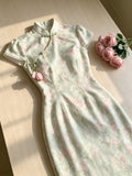 Olive Girl Flowing Sleeve Qipao for Ren Faire 2026 Garden Wedding Fairycore Photoshoot Everyday Wear S-XXL XS-3XL Plus Size Flowing Sleeve Dramatic Silhouette Romantic Garden Party Editorial Not Costume Chinese Heritage Fashion Women