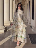 Vintage Women's Printed Long Dresses Loose O-neck Flared Half Sleeve Big Hem Wide Female Dresses 2026 Summer Lady Elegant Robes