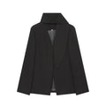 V Neck Fitted Waist Large Lapel Women Blazer Button Front Tailored Blazer With Detachable Neck Scarf Long Sleeve Casual Jackets