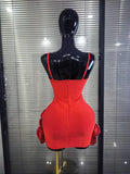 5 Colors Women Sexy Strap O-Neck Shining Flowers Bodycon Mini Bandage Dress Birthday Photoshoot Celebrate Cocktail Outfit