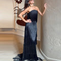 Ladies Strapless Fringe Maxi Gown Tiered Asymmetrical Sleeveless Slim Robe Summer Beach Club Cocktail 2026 New Chic Hot Vestidos