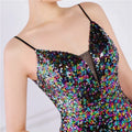 Women Spaghetti Strap Party Maxi Dress Sexy V Neck Evening Green Sequin Dress Elegant Long Prom Dress Vestido Longo
