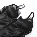 Black Satin Lace Cutout Mini Dress Camisole Deep V Corset Buckle Bodycon Gown 2026 Summer New Nightclub Dating Party Streetwear