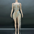Dress Manufacturer Small Orders Shinny Diamond Tassel Chain Bodycon Mini Dress Woman Sexy Runway Mujer Ropa