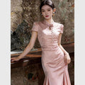 Olive Girl Romantic Qipao for Garden Wedding 2026 Fairycore Photoshoot Everyday Wear S-XXL XS-3XL Plus Size Romantic Garden Party Editorial Not Costume Qipao Cheongsam Chinese Dress Chinese Heritage Fashion Women