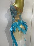 Luxury Sparkly Diamonds Pearls Strapless Mesh Maxi Dress Elegant Eveing Birthday Party Sexy Nightclub Performance Stage Costume