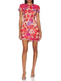 Colorblock Patchwork Flower Embroidery Dresses for Women O Neck Short Sleeve High Waist Bodycon Applique Style Dress Female