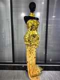 Women Luxury Sequins Strapless Crystal Bodycon Evening Party Dress Celebrity Gala Gown Birthday Club Long Floor Dress