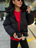 Women Short Hooded Quilted Jacket Oversized Zip Up Full Sleeve Padded Coat Winter Casual Street New Hot Chic Y2k Outerwear 2026