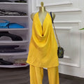 Fashion Women's Set Deep V-neck Halter Top and Wide Leg Pants Suits  Street Party Two 2 Piece Sets Outfits Tracksuit
