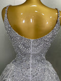 Sparkly Silver Rhinestones Pearl Tassels Bodysuit 2025 New Women Sexy Eveing Birthday Party Nightclub Stage Performance Costume