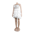 Sexy Rhinestone Bodycon Ruched Puff Suspenders Dresses Women Sheer Mesh Birthday Party Night Clubwear Summer Dresses Robes