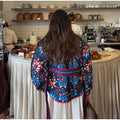 Floral Print Tie Waist Quilted Cotton Jacket  Stand Collar Loose Fit 2026 Spring Women Bohemian Vintage Daily Fashion Outerwear
