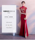 Red Traditional Chinese Style Bride Wedding Dresses Embroidery Cheongsam Gown Robe Party Evening Dress Marry Vestido