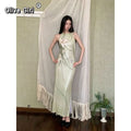 Olive Girl Green Romantic Dress for Garden Wedding 2026 Fairycore Photoshoot Everyday Wear S-XXL XS-3XL Plus Size Romantic Cottagecore Garden Party Editorial Not Costume Dress Chinese Heritage Fashion Women