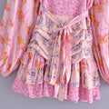 Hit Color Slimming Dresses for Women V Neck Long Sleeve High Waist Temperament Mini Dress Female Fashion
