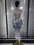 Women Sexy Long Sleeve sequins Diamonds Maxi Long Dress Luxury Birthday Party Costume Bar Nightclub Stage Performance Clothing