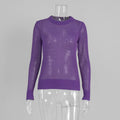 Mohair Round Neck Pullover Sweater For Women 2025 Spring Summer New Knitted Bottom Semi-sheer Knit Sweater Female Top