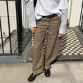 American Retro Plaid Trousers for Women High Waist Spliced Pockets Casual Oversized Lantern Wide Leg Pants Female