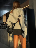 Women's Ribbed Knit Turtleneck Cutout Shoulder Halter Vest Long-Sleeved Shawl 2-Piece Set Slim Y2K Sexy Street Autumn Top